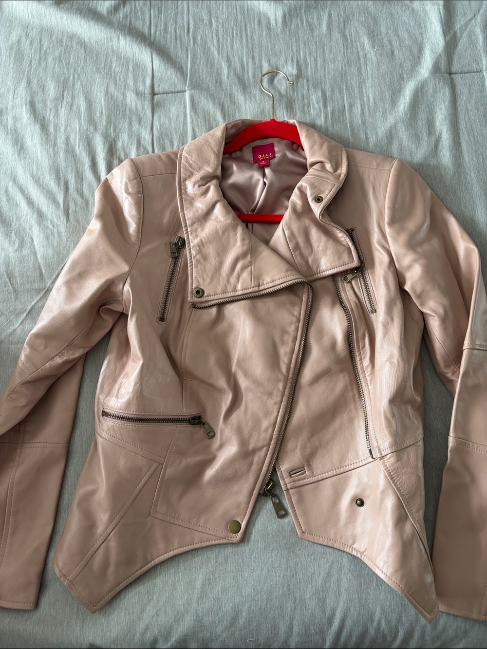 G.I.L.I. Blush Pink Leather Moto Jacket